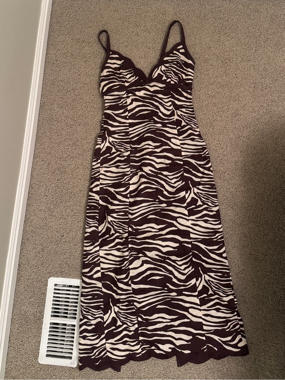 Reformation Brown & Cream Zebra Slip Maxi Dress